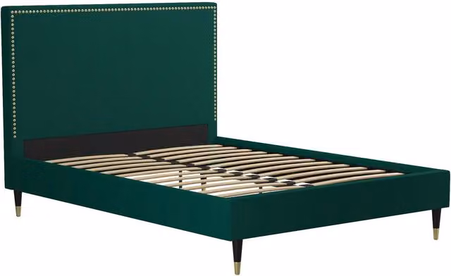 CosmoLiving CL Audrey Upholstered Velvet Bed in Green, 140 x 200 cm