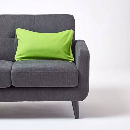 Homescapes Plain Green Cotton Rectangular Cushion Cover W/D/H: 50 x 30 x 1 cm – 4