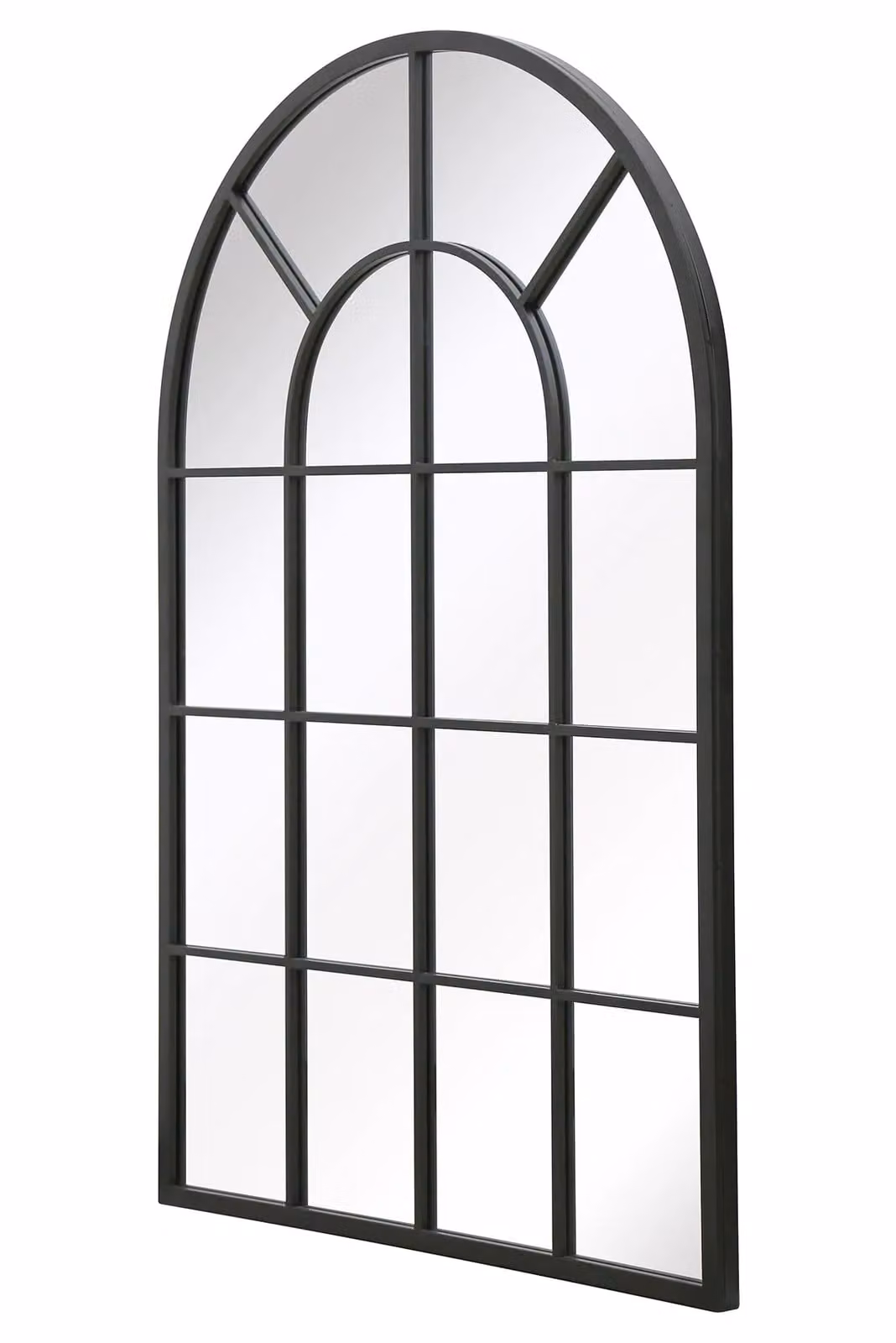 MirrorOutlet Black Framed Arched Window Leaner/Wall Mirror, W: 120 cm, H: 80 cm – 3