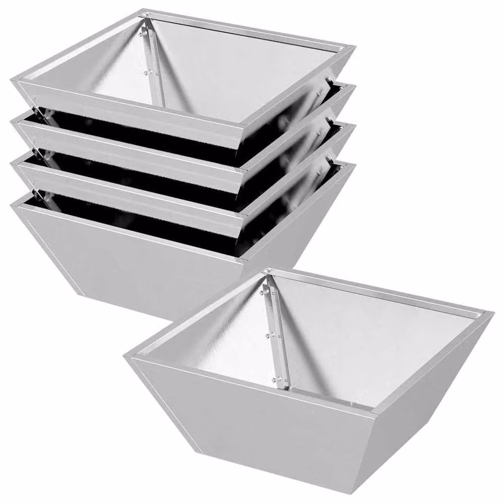 Berkfield Home Modern Garden Bowl Planters, 5 Piece Stainless Steel Set in Silver, W/D/H: 40 x 40 x 15 cm – 2