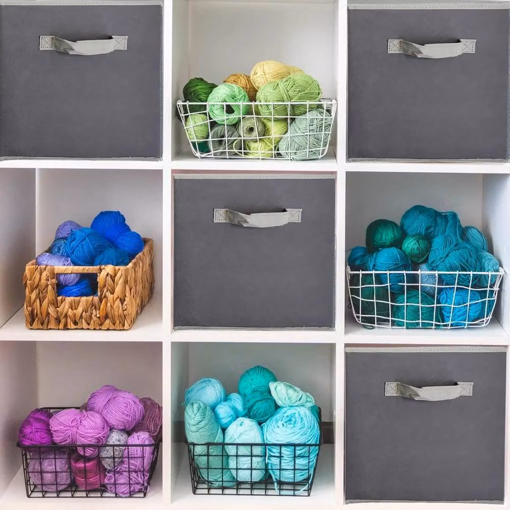 Havendro Set of 4 Collapsible Fabric Storage Boxes in Grey, W/D/H: 30 x 30 x 30 cm – 4