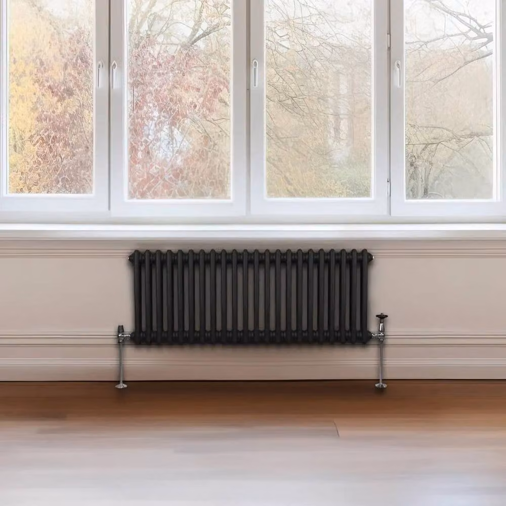 Monstershop Traditional 2 Column Steel Radiator in Black, H: 101 cm, W: 30 cm, D: 7 cm – 4