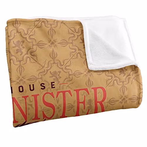 LOGOVISION Game of Thrones House Lannister Silky Touch Super Soft Fleece Throw Blanket, White, W/D/H: 152 x 127 cm – 2
