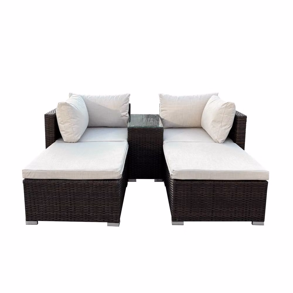 Artemis Home Bastia 5 Piece Outdoor Seating and Table Set in Beige – 2