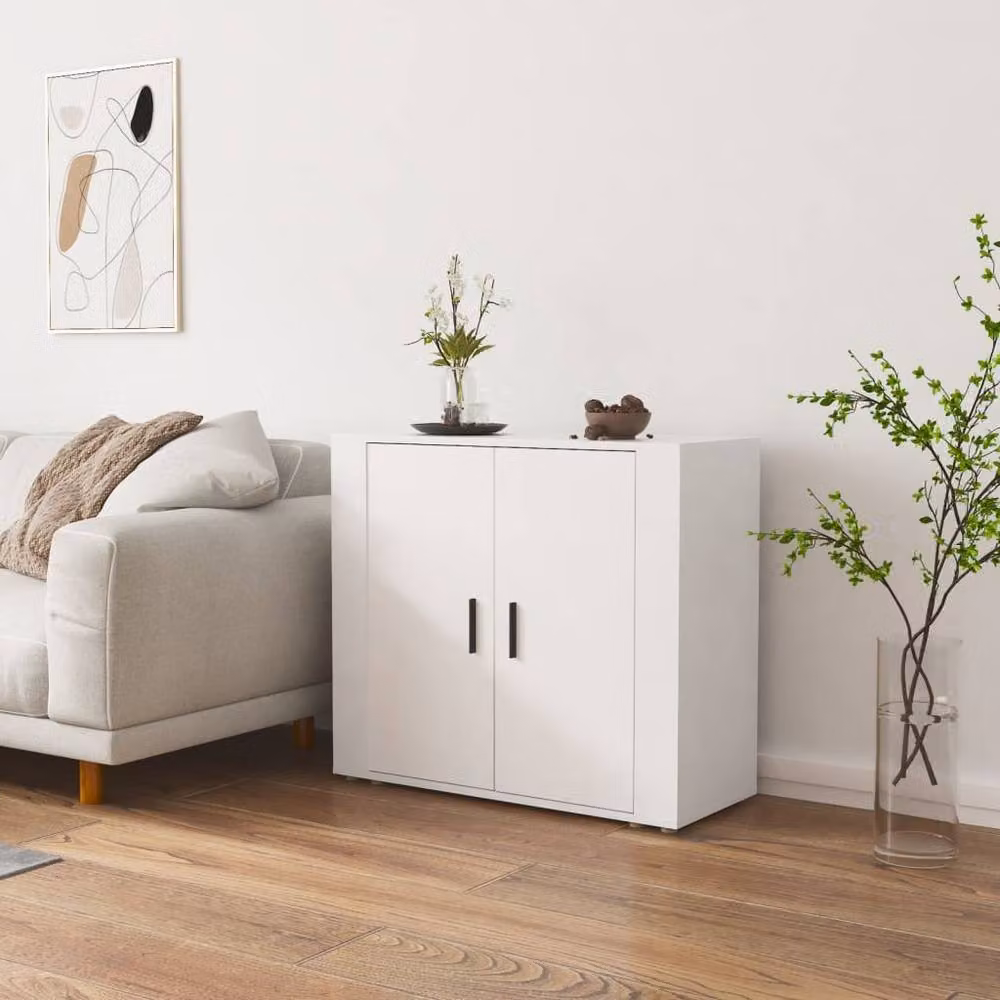 Berkfield Home Modern White Matt Sideboard, W/D/H: 80 x 33 x 70 cm – 2