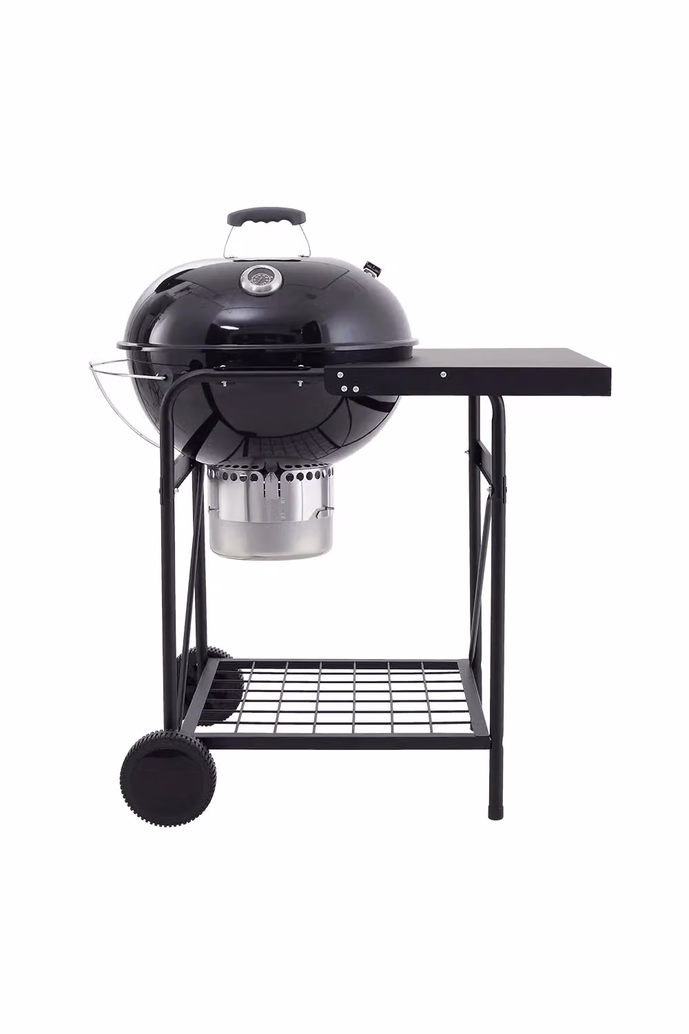 H&O Direct Outdoor Charcoal BBQ Grill with Side Table, Black, W/D/H: 105.0 x 71.5 x 94.5 cm – 2