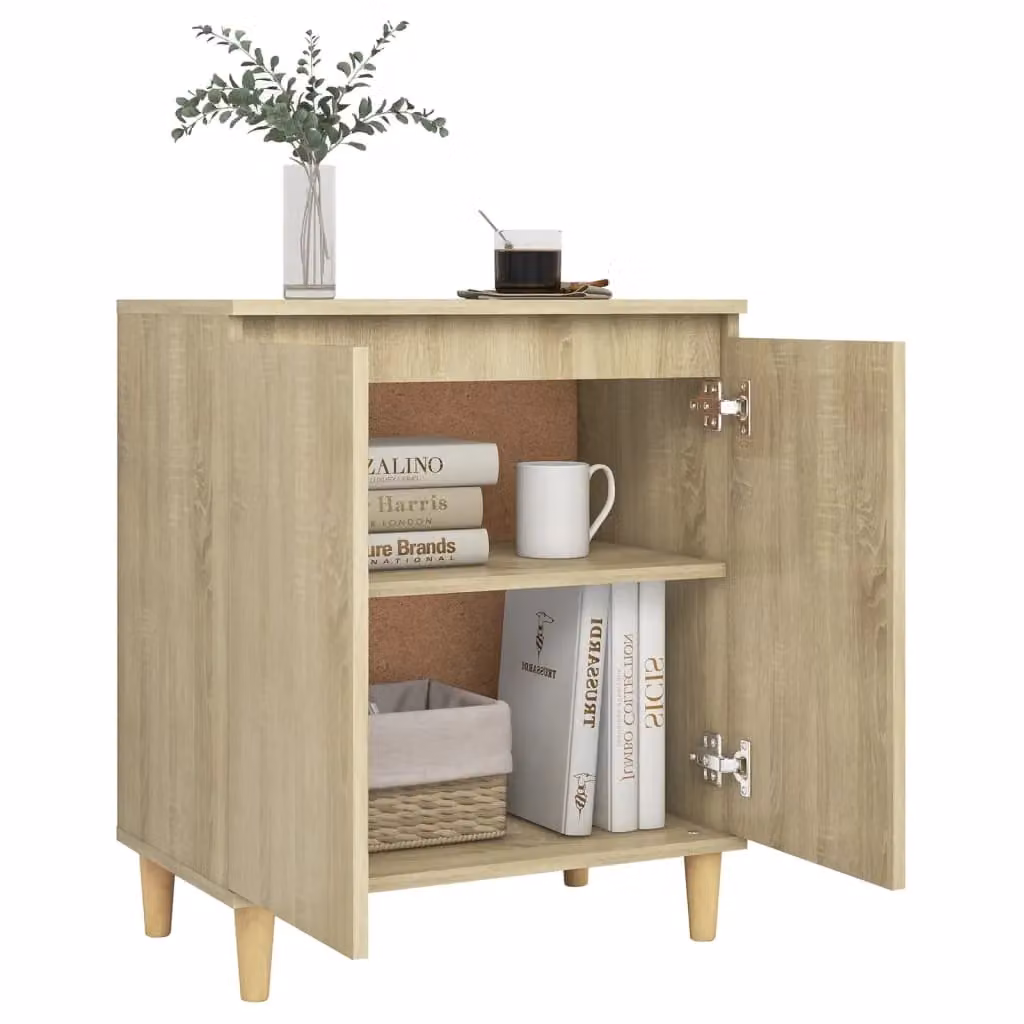 Berkfield Home Sonoma Oak Sideboard in Brown with Solid Wood Legs, W/D/H: 60 x 35 x 70 cm – 2