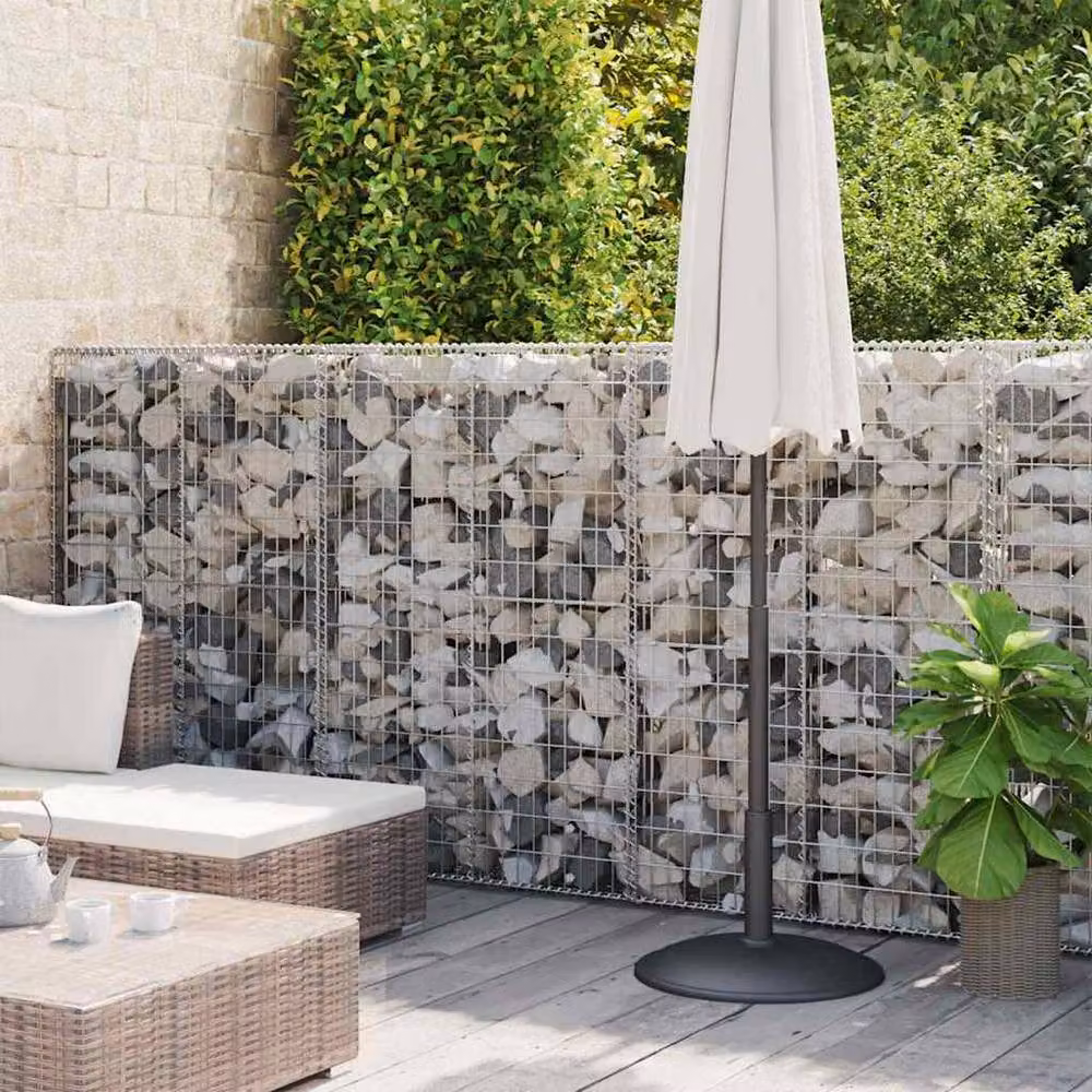 Berkfield Home Galvanised Steel Gabion Wall with Covers in Silver, W: 600 cm, D: 50 cm, H: 150 cm – 1