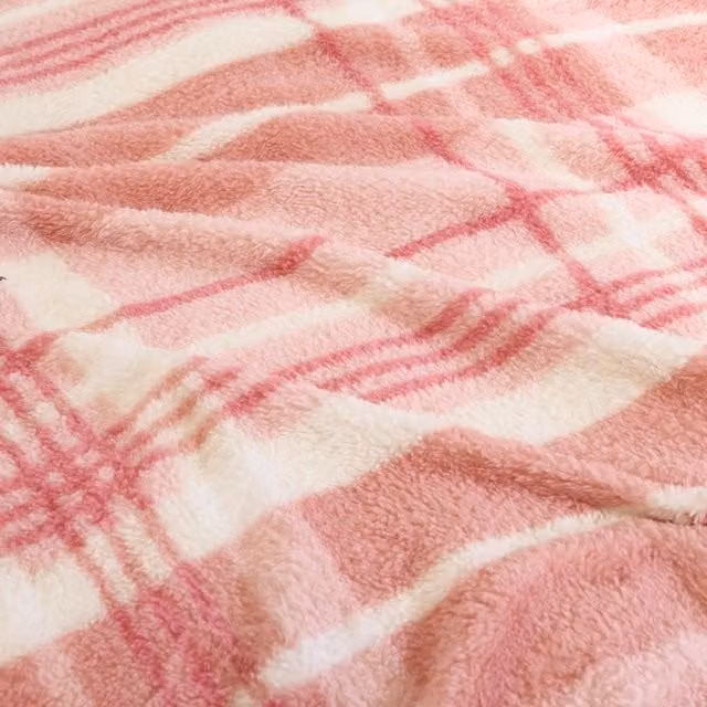 OHS Tartan Check Teddy Duvet Cover Set in Pink