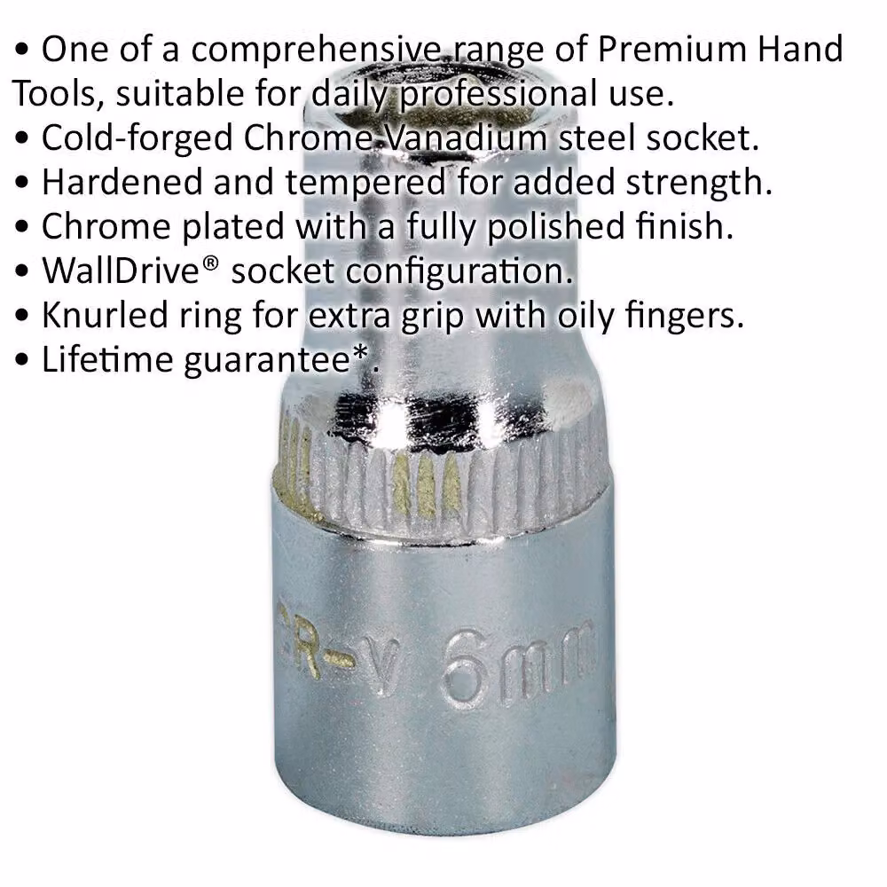 Loops 6mm Forged Steel Drive Socket 1/4 inch Square Drive in Silver Chrome Vanadium – 2
