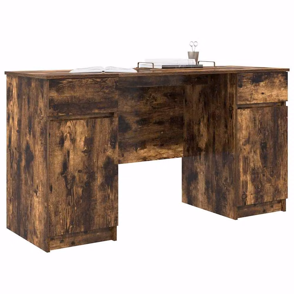 Berkfield Home Modern Writing Desk in Smoked Oak, W/D/H: 140 x 49 x 76 cm – 3