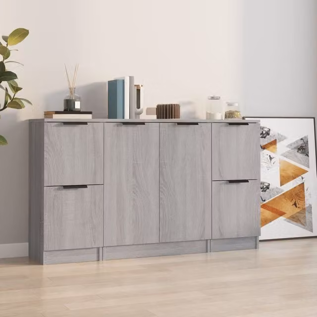 Berkfield Home 3-Piece Sideboard Set in Grey Sonoma Matt Engineered Wood – 1