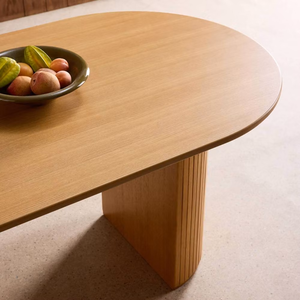sweeek Oval Dining Table in Brown Rubberwood and Oak Veneer, W: 200 cm – 3