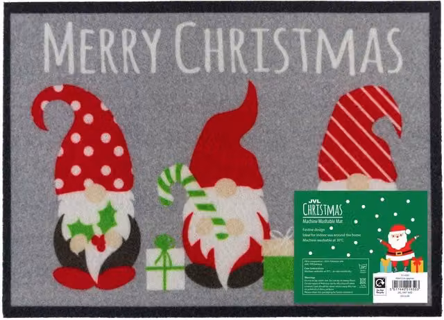 JVL Christmas Machine Washable Robin Door Mat, Red and Multicolour, W: 60 cm, D: 40 cm – 1