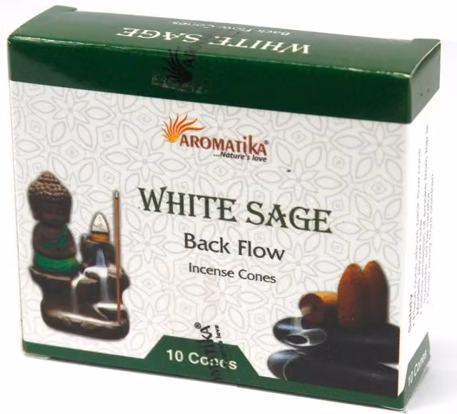Aromatica Sage Backflow Incense Cones, Green
