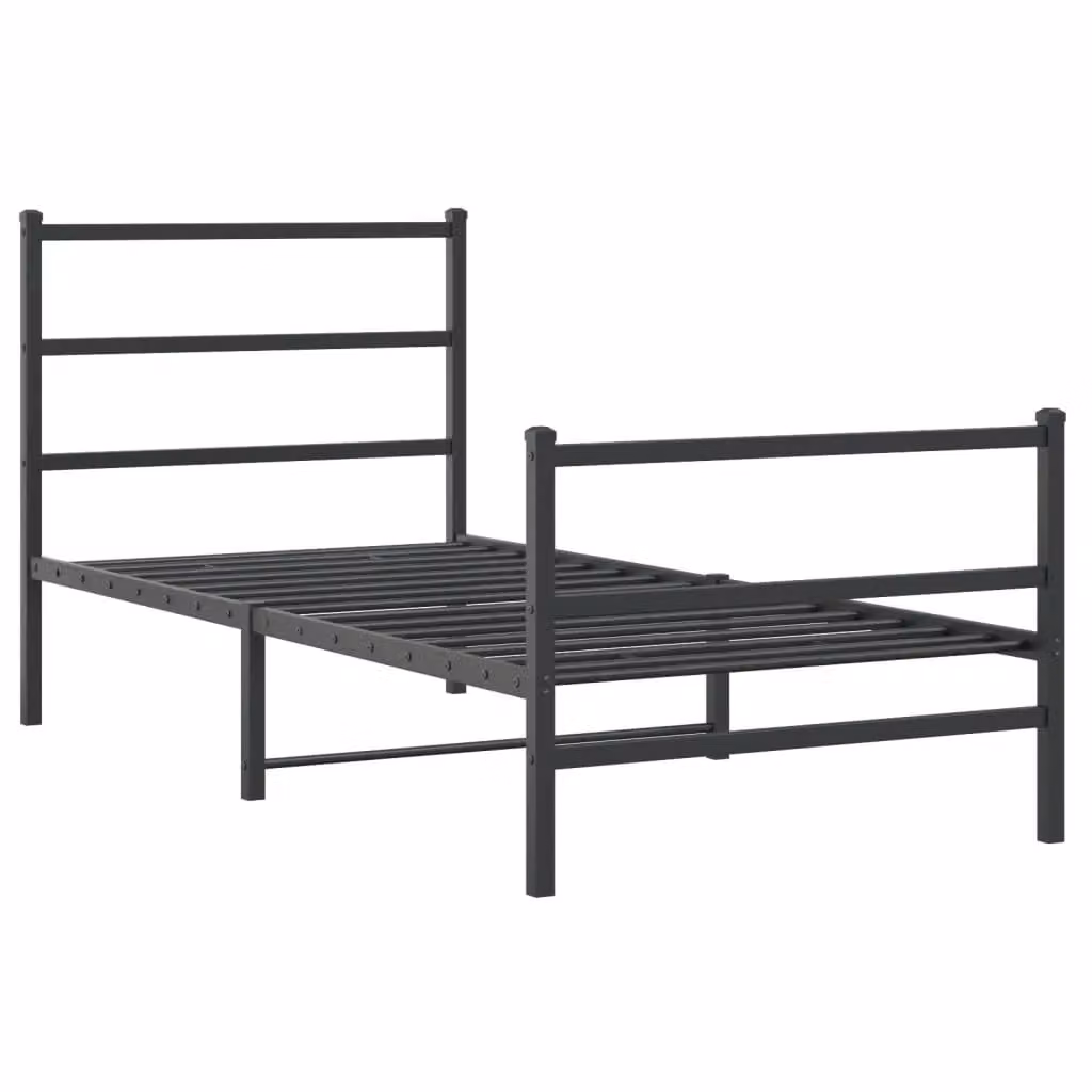 Berkfield Home Metal Bed Frame with Footboard, Black, W/D/H: 90 x 200 cm – 2