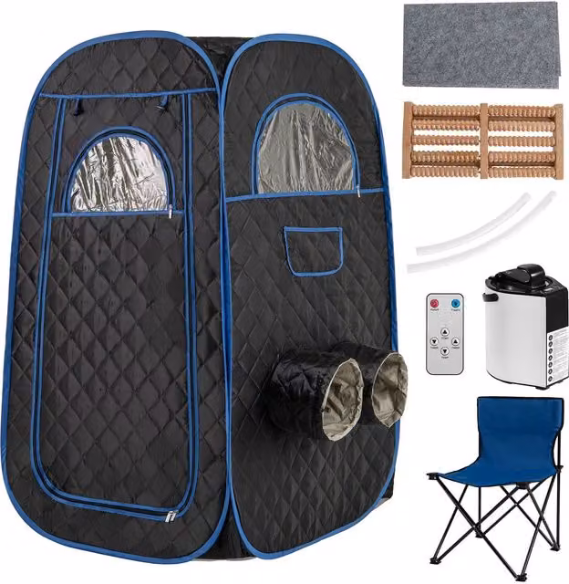 Costway Portable Steam Sauna Tent with Foldable Chair, Black