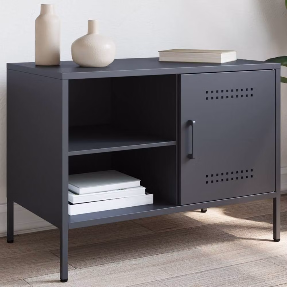 Berkfield Home Anthracite Steel TV Cabinet in Dark Grey, W: 68 cm, D: 39 cm, H: 50.5 cm – 2