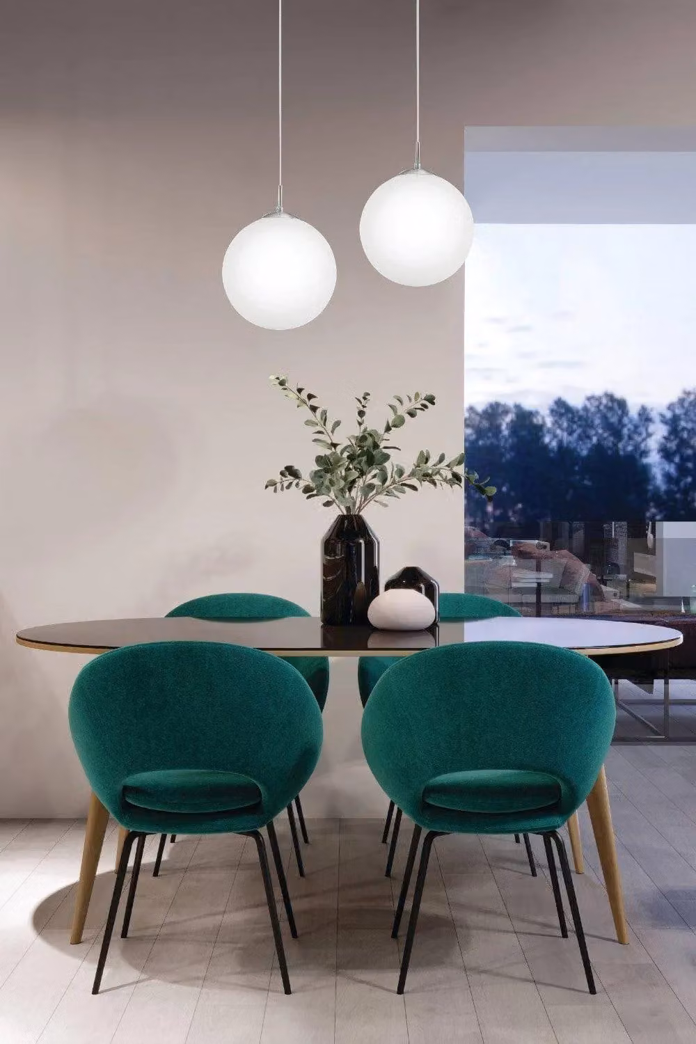 Eglo Rondo Glass and Metal Single Pendant Light in White, Diameter: 30 cm – 2