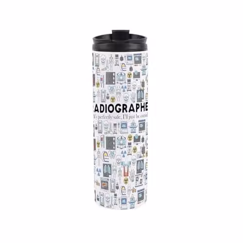 Purely Home Radiographer Novelty Reusable Stainless Steel Double-Walled Travel Flask, 500ml, Multicoloured and White – 1