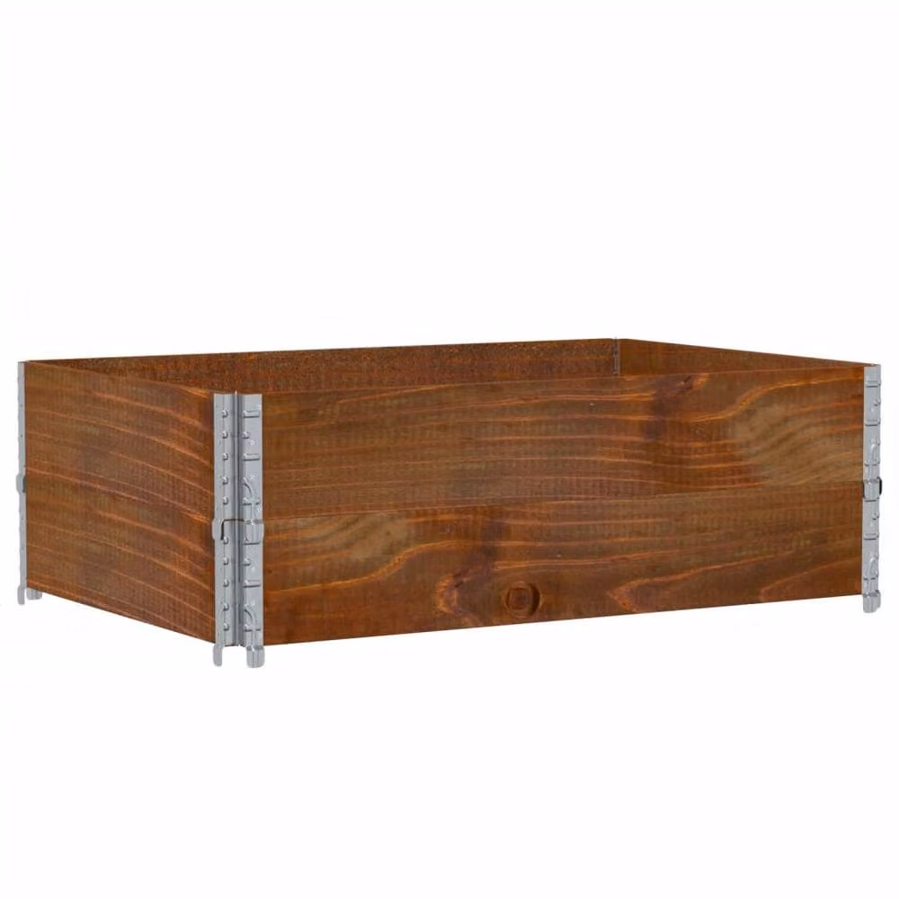 Berkfield Home Garden Brown Wooden Raised Bed Planter with Galvanised Steel W: 120 cm, D: 80 cm – 2