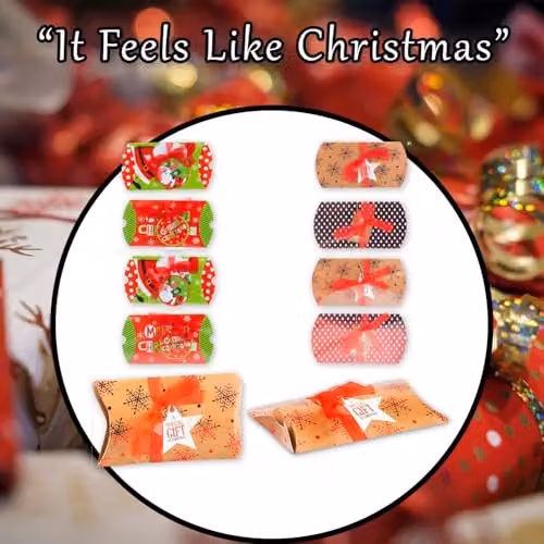VFM e-Store Christmas Gift Boxes, Set of 4, Multicolour, W/D/H: 12 x 7.5 x 7.5 cm – 6