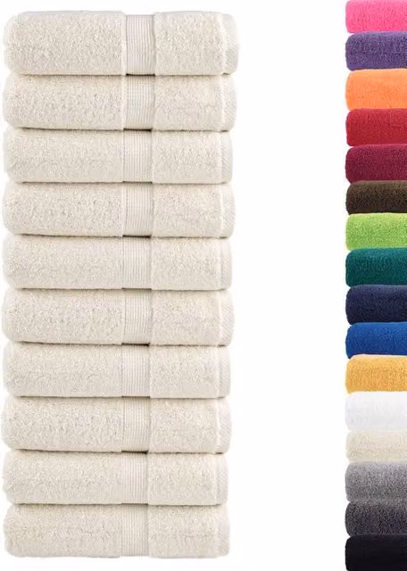 Berkfield Home SOLUND Premium Cotton Guest Towels, 10 Pack, Beige, W: 30 cm x H: 50 cm, 600 gsm
