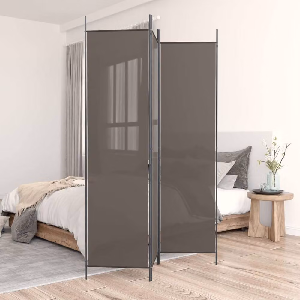 Berkfield Home 3-Panel Fabric Room Divider in Anthracite, W: 150 cm, H: 220 cm – 2