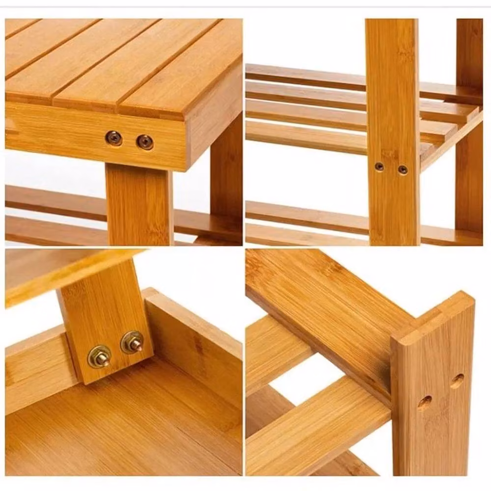 FORGEVIO 2-Tier Bamboo Shoe Rack and Seating Bench in Natural Beige – 3