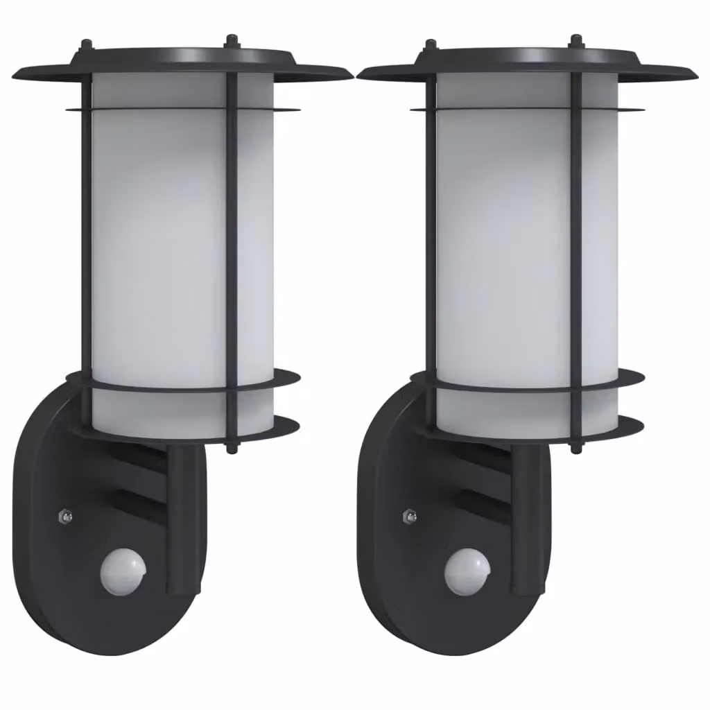 Berkfield Home Black Stainless Steel Outdoor Wall Lights with Motion Sensor, 2 Pack – 2