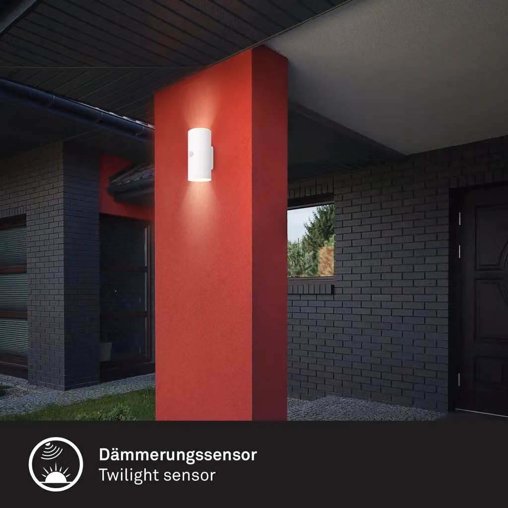 Briloner Rechargeable LED Outdoor Wall Lamp with Motion and Dusk Sensor, White, H x W x D: 15.5 x 7 x 8.5 cm – 3