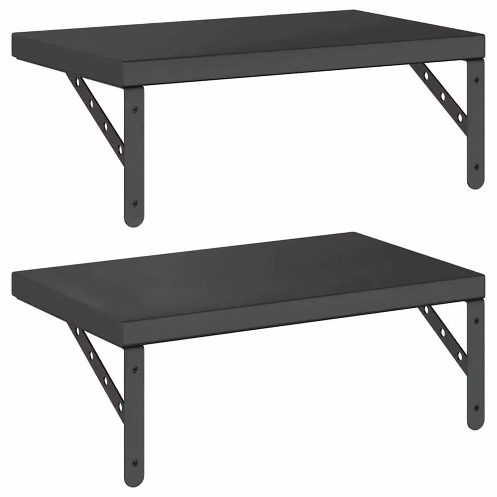Berkfield Home Set of 2 Black Matt Stainless Steel Wall Shelves, W: 50 cm, D: 30 cm – 4