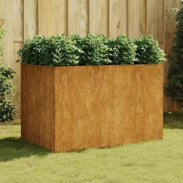 Berkfield Home Garden Corten Steel Raised Bed in Brown, W/D/H: 120 x 80 x 80 cm – 1