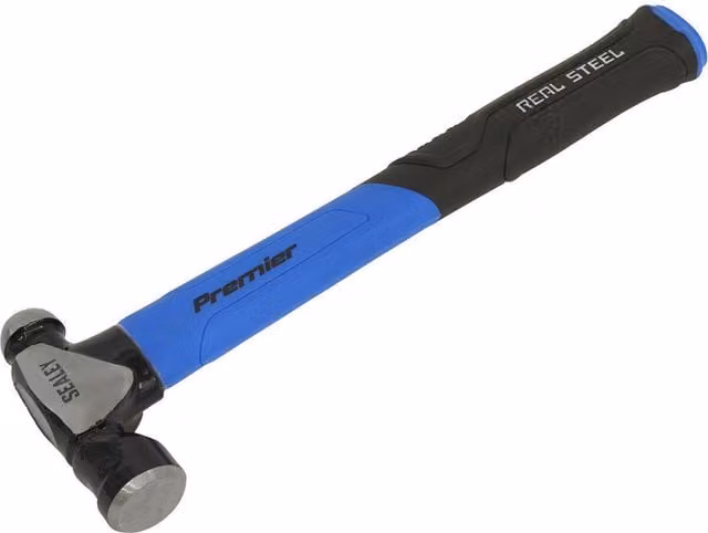 Loops 16oz Ball Pein Hammer with Fibreglass Shaft and Rubber Grip in Silver and Blue