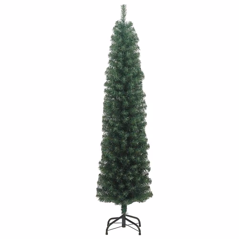 Berkfield Home Slim Artificial Christmas Tree in Green with Stand, Height: 210 cm – 3
