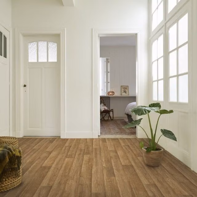 Komscape Brown Wood-Look Plank Vinyl Flooring