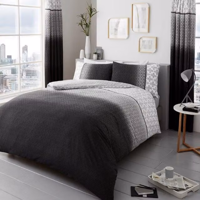 Glamour Urban Ombre Printed Polycotton Duvet Cover and Pillowcase Set, Grey, Single, 90 x 200 cm