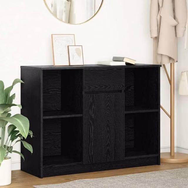 Berkfield Home Black Oak Sideboard with Drawer, W/D/H: 101 x 35 x 76 cm – 1