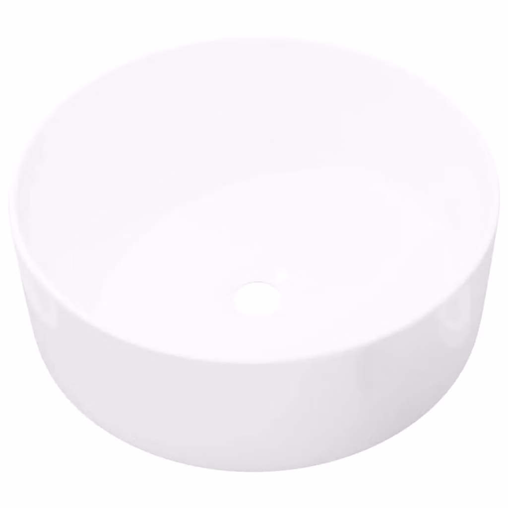 Berkfield Home Round Ceramic Basin in White, W: 40 cm, D: 15 cm, H: 15 cm – 2