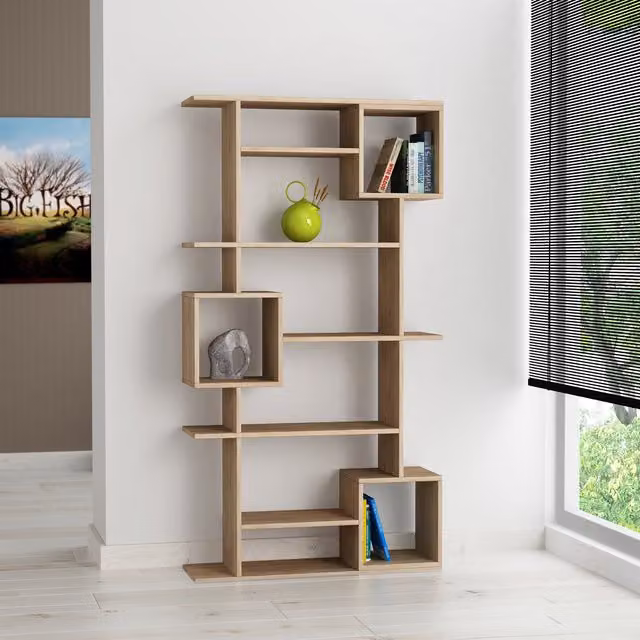 Decortie Soto Modern Oak Bookcase Display Unit in Brown