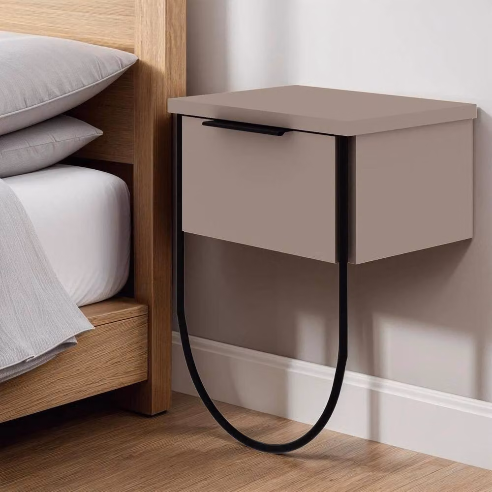ERGOVEXA Modern Wall Mounted 1 Door Bedside Table Cabinet in Beige – 3