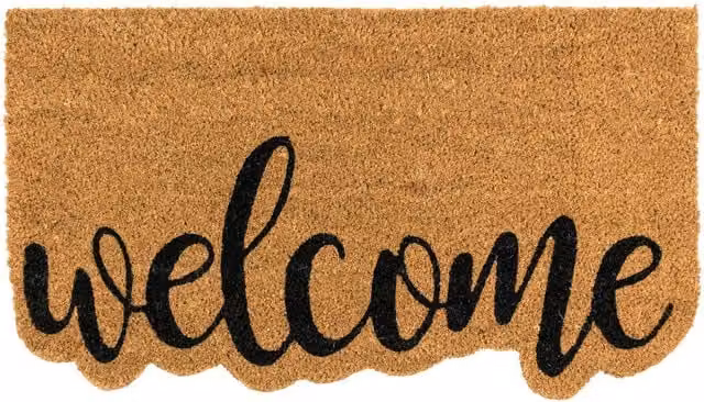 JVL Brown Coir Rectangular Entrance Doormat with Natural Rubber Backing, W: 40 cm, D: 70 cm