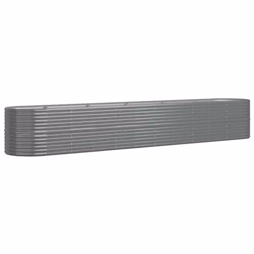 vidaXL Steel Planter Tub, Grey, W: 440 cm, D: 80 cm, H: 68 cm – 1