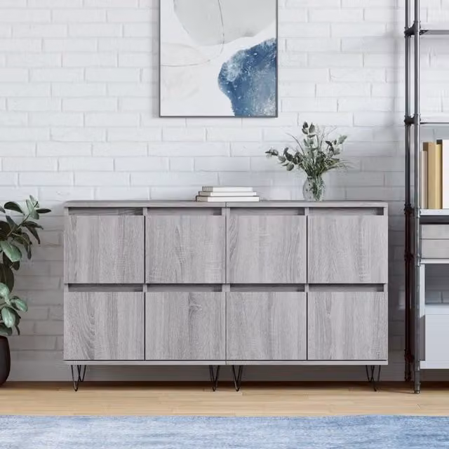 Berkfield Home Set of 2 Grey Sonoma Sideboards in Matt MDF – 1