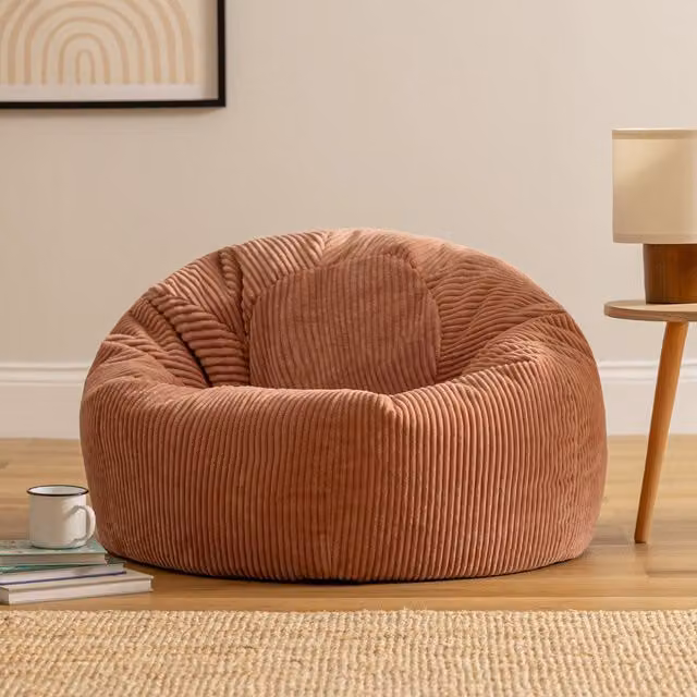 icon Kingston Corduroy Bean Bag in Pink with EPS Polystyrene Filling
