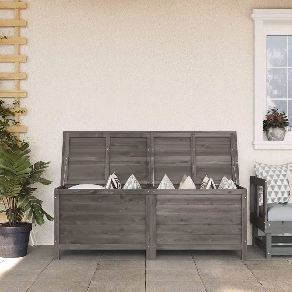 Berkfield Home Garden Storage Box in Anthracite Grey, Solid Wood Fir, W: 150 cm, D: 50 cm, H: 56.5 cm – 2