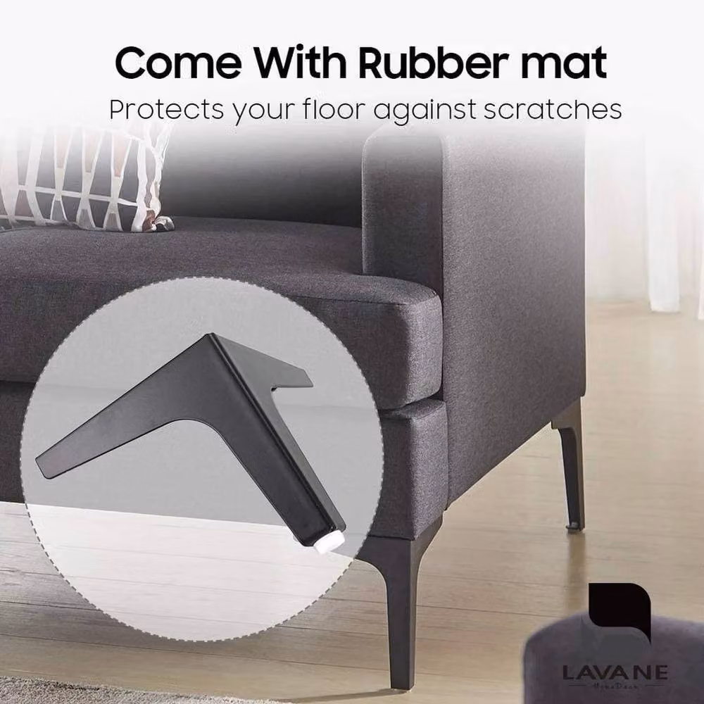 PAWNORA 8-Piece Black Metal Furniture Legs, 10.16 cm – 5