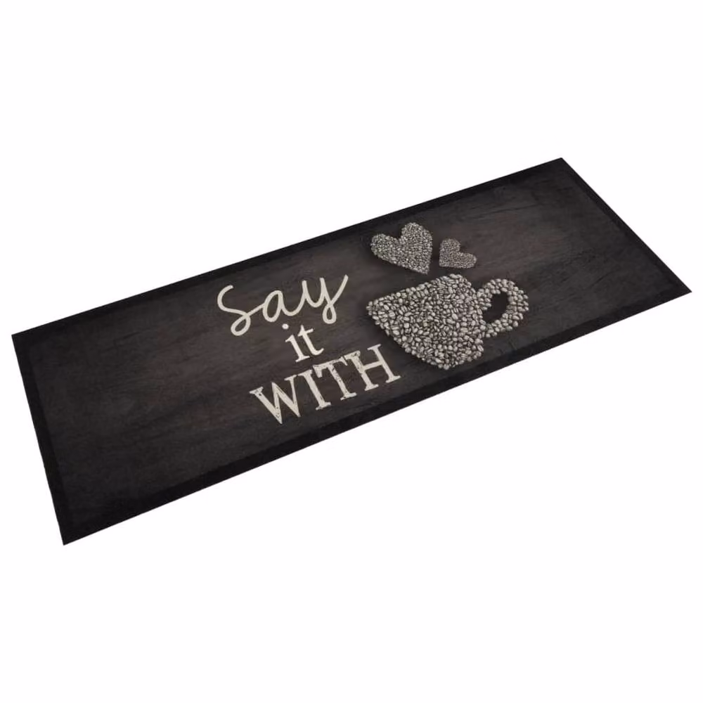Berkfield Home Washable Cup Kitchen Rug in Black, W/D/H: 60 x 180 cm – 2