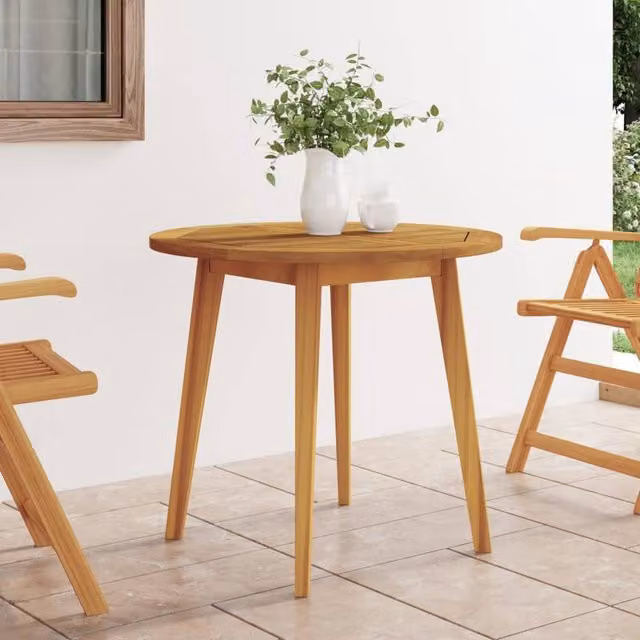 Berkfield Home Modern Acacia Solid Wood Garden Table in Brown, Diameter: 85 cm, Height: 75 cm