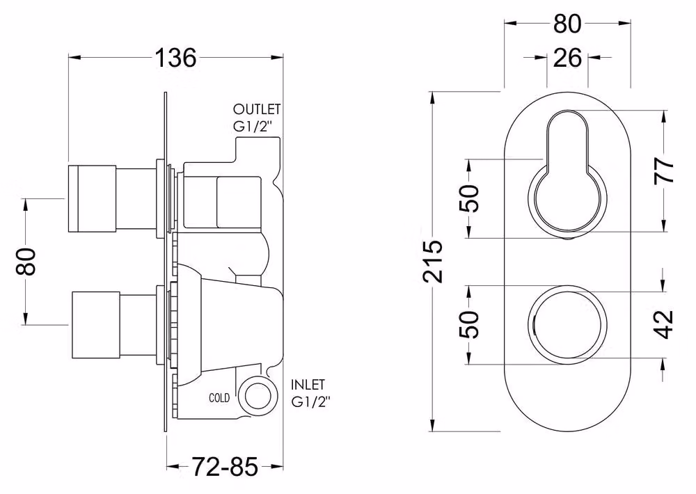Balterley Pride Round Concealed Thermostatic Twin Shower Valve, 1 Outlet, Chrome/Silver – 2